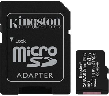 64GB microSDXC Kingston Canvas Select Plus  A1 CL10 100MB/s + adapter