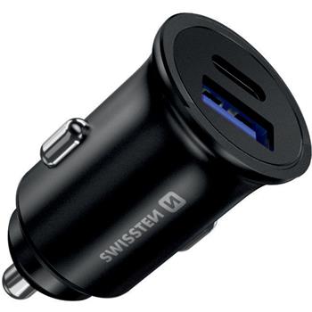 Autoadaptér SWISSTEN 12-24V Power Delivery USB-C + Quick Charge 3.0 36W