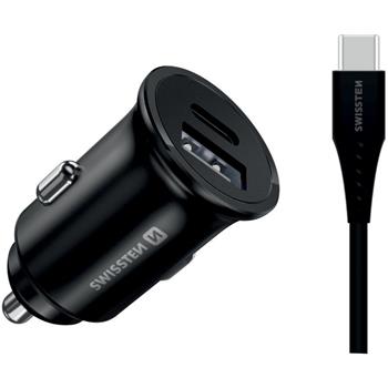 Autoadaptér SWISSTEN 12-24V PRO Samsung Super Fast Charging 25 W + kabel USB-C/USB-C 1,2 m