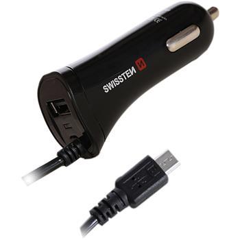 Autoadaptér SWISSTEN 12-24V USB + micro USB kabel 120cm 2,4A