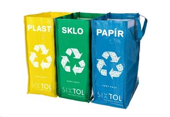 Tašky na tříděný odpad SORT EASY 3 SLIM, 18x30x40 cm, 3 x 22 l, 3 ks SIXTOL