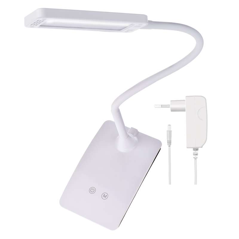 LED stolná lampa Eddy, biela