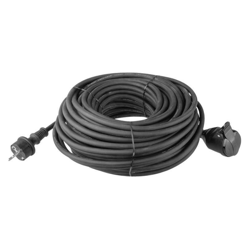 Vonkajší predlžovací kábel 10 m / 1 zásuvka / čierny / guma-neoprén / 230 V / 2,5 mm2