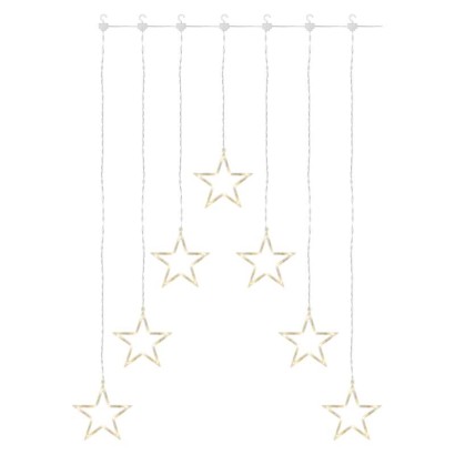 LED vianočný záves – 7 hviezd, 67x125 cm, vnútorný, teplá biela