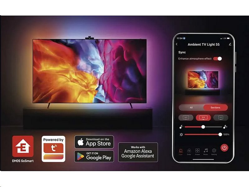 GoSmart Ambientné LED RGB osvetlenie za TV 75“ (189 cm)