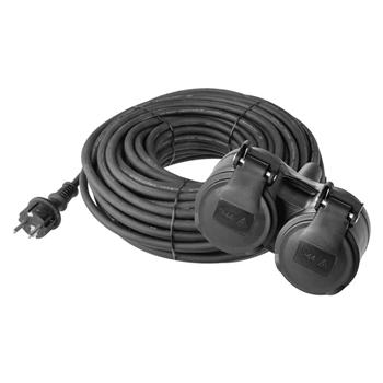 Prodlužovací kabel spojka 10m 2Z 3x 1,5mm, guma, IP44 černý