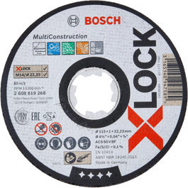 Plochý řezný kotouč Bosch Multi Material systému X-LOCK, 125×1,6×22,23