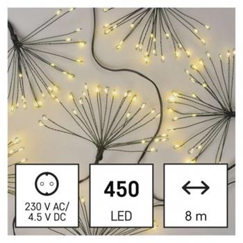 LED svetelná reťaz – svietiace trsy, nano, 8 m, vnútorná, teplá biela, časovač