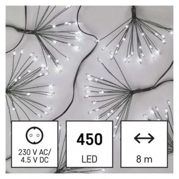 LED svetelný reťazec – svietiace trsy, nano, 8 m, vnútorný, studená biela, časovač