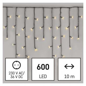 LED vianočný rampouchy, 10 m, vonkajší i vnitřní, teplá biela, programy