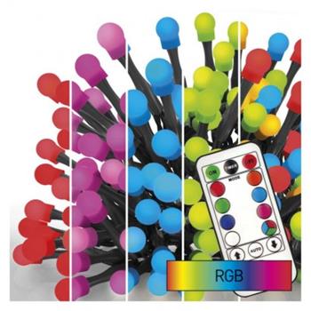 LED vianočná cherry reťaz – guličky, 10 m, RGB, ovládač, programy, časovač