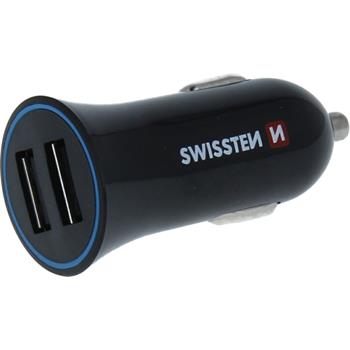 Autoadaptér SWISSTEN 12-24V Power 2x USB + kabel USB-C 2,4A