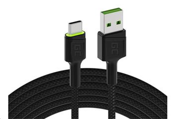 Kabel USB - USB-C Green Cell Ray 120 cm, LED podsvícení, QC3.0