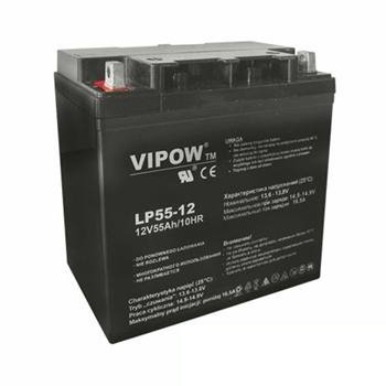 Baterie olověná 12V / 55Ah VIPOW bezúdržbový akumulátor