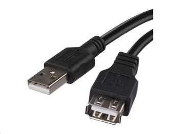 Kabel USB 2.0 A/M – A/F 2m, černý, EMOS S70201