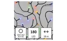 LED vánoční řetěz, 18 m, venkovní i vnitřní, multicolor, programy