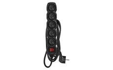 Prodlužovací kabel EMOS PC1512 s vypínačem 2 m, 5 zásuvek, černý, PVC, 1 mm2