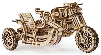 Ugears 3D dřevěné mechanické puzzle UGR-10 Motorka (scrambler) s vozíkem