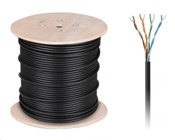 UTP Kabel CAT5E Cabletech 0,512 mm  UV černý, venkovní 305m